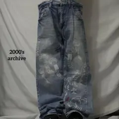 2000's archive paint grunge denim pants - メルカリ
