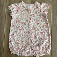 ミキハウス ホットビスケッツ ロンパース 70 花柄 半袖
