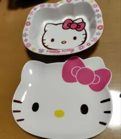 ハローキティ　深皿　カレー皿　顔型プレートセット　サンリオ　食器　陶器