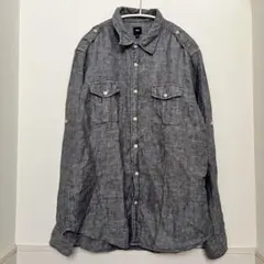 GAP ギャップ リネンシャツ 長袖シャツ グレー メンズ M