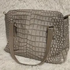 【高級・良品】レザージュエルズ トートバッグ クロコ型押し ベージュ