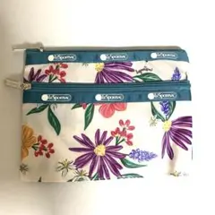 LeSportsac レスポートサックフラワープリントポーチ２段ポケット