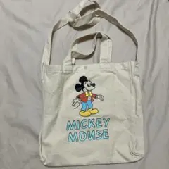 美品ミッキーマウス トートバッグ アイボリーレトロ2ウェイバック