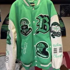 H&M 緑白 スタジャン Lサイズ