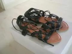 ナノユニバース購入　インポートセレクト メッシュサンダル　黒　23㎝　美品のサムネイル