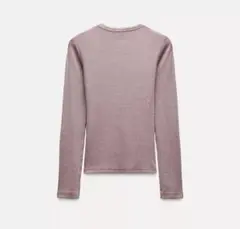 新品 ZARA ウォッシュ加工リブ編みロングスリーブTシャツ