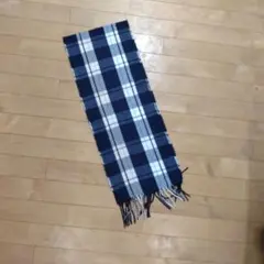 ネイビー チェック柄 フリースマフラー