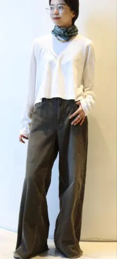 ミューズドゥーズィエムクラスJOHNBULL コーデュロイ ワイドパンツ カーキ