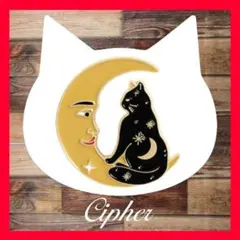 【Xmas SALE】■ お月さまと戯れる猫　ピンバッジＡ ■ BOX付 ■２