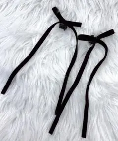 ベロアロングリボンハートクリップ