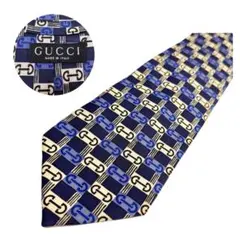 GUCCI ネクタイ ホースビット柄 ネイビー ブルー