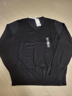 UNIQLO エクストラファインメリノ Vネックセーター 黒【新品】S