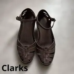 クラークス　clarks 23.5ダークブラウン レザー サンダルのサムネイル