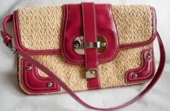 【rafe】 ショルダーバッグ　ストロー風＆エナメル素材のコンビネーション