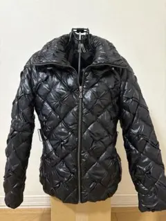 黒いキルティングダウンジャケット光沢古着