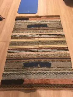 ウール80% 幾何学模様ラグ