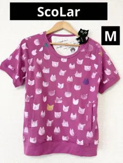 ❤️新品未使用❤️レア⭐️ScoLar スカラー半袖ネコカットソーブローチ付Mピンクのサムネイル