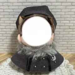 ケープ ベレー帽 ぬい服 8cm ほわぬい ぬいぐるみ ハンドメイド チャコール