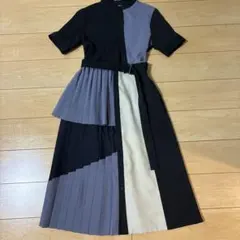 ユナイテッドトウキョウ バイカラー プリーツ シャツワンピース 半袖