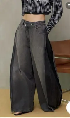 Side-Tuck Cocoon Denim Pants ブラック　36のサムネイル