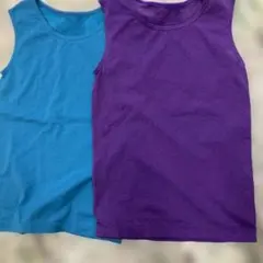 青と紫のタンクトップセット日本製２枚組