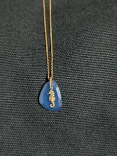 青いアゲート 魚モチーフ ネックレス 925