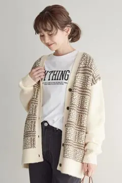 AMERICAN HOLIC グレンチェックニット カーディガン アイボリー