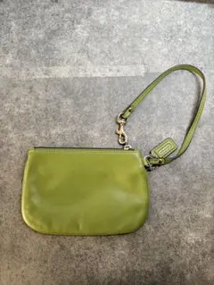 【美品】COACH コーチ リストレット ポーチ レザー グリーンのサムネイル