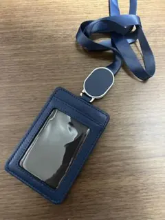 ID カードケース　本革　くすみブルー