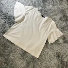UNTITLED アンタイトル フリルスリーブカットソー Tシャツ ホワイト 0
