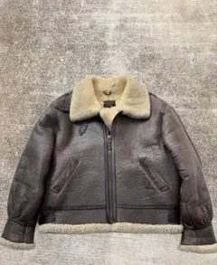 90s 希少B-3 レザー フライトボンバージャケット L リアルムートン