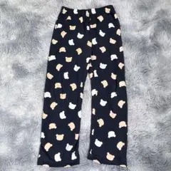 【M】スウェットパンツ　ルームパンツ　ブラック　クマさん柄　ウエストゴム