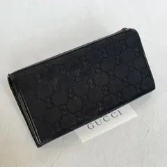 ラッピング袋付★母の日★GUCCI GGキャンバス 長財布 ブラック 黒