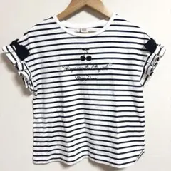 メゾピアノ Tシャツ 140 ボーダー チェリー リボン 綿100%