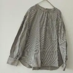 リフレクト ストライプ柄ブラウス M バックジップ ワールド Reflectのサムネイル