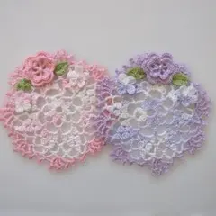 レース編みミニ ドイリー2枚セット