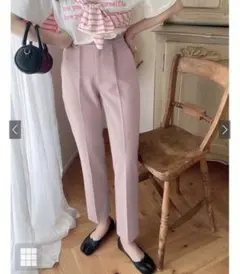 fo1454 グレイル　カットジョーゼットセンタープレステーパードパンツ