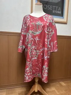 【近日削除予定‼️レッド‼️花柄‼️五分袖チュニック‼️】Lサイズ‼️