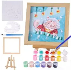 子供 お絵描きセット ねこ 石膏塗装 ペインティング 工作 アート 絵の具12色