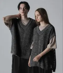 【CLEL】　透かし編みルーズメッシュニットベスト