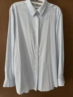UNIQLO 長袖 レーヨンブラウス⭐︎ストライプブルー