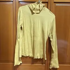 イエロー リブハイネック インナー フリル