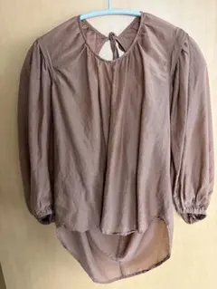 ブラウン バルーンスリーブ シャツ