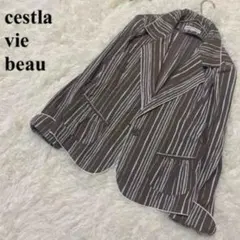 【cestla vie beau】モカ系ストライプ　サマージャケット　日本製42のサムネイル