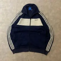 12年製adidas古着トラックジャケット刺繍ロゴベッケンバウアー紺DB175
