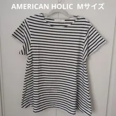 AMERICAN HOLIC フレアライン半袖カットプルオーバー ボーダー Mのサムネイル