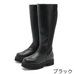本日限定価格 La farfa SHOES厚底ニットコンビロングブーツ Lサイズ