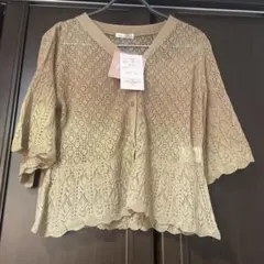 mir.ririka しまむら 透かし編みカーディガン ベージュ