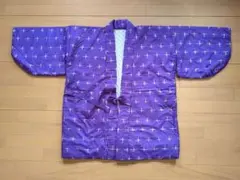 紫色　十字模様　ちゃんちゃんこ　どてら　もんぺ・ワンサイズ