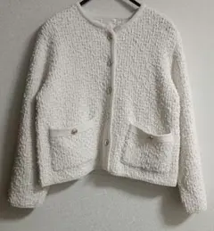 最終価格ホワイト カーディガン ボタン付き